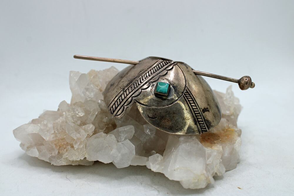 Sterling Silver Turquoise Pony Tail Pin